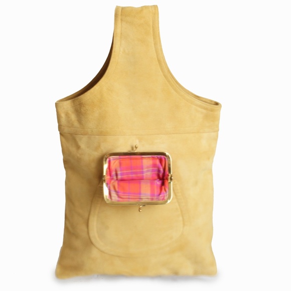 Bonnie Cashin Sling Bag Cashin Carry Suede Leather Kiss Lock Tote Vintage 1960s - Picture 5 of 12